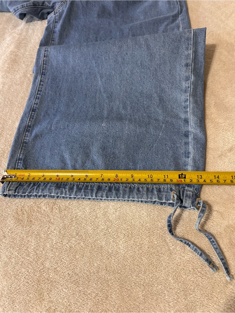 Cider Women's Denim Overalls Sz Med Denim Wide Leg Tie Hem 90s Inspired Utility - Picture 7 of 7